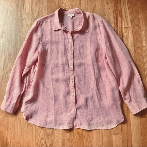 J. Jill Love Linen Pink ⭐️ tank and button up shirt combo ⭐️ size L - Picture 7 of 8